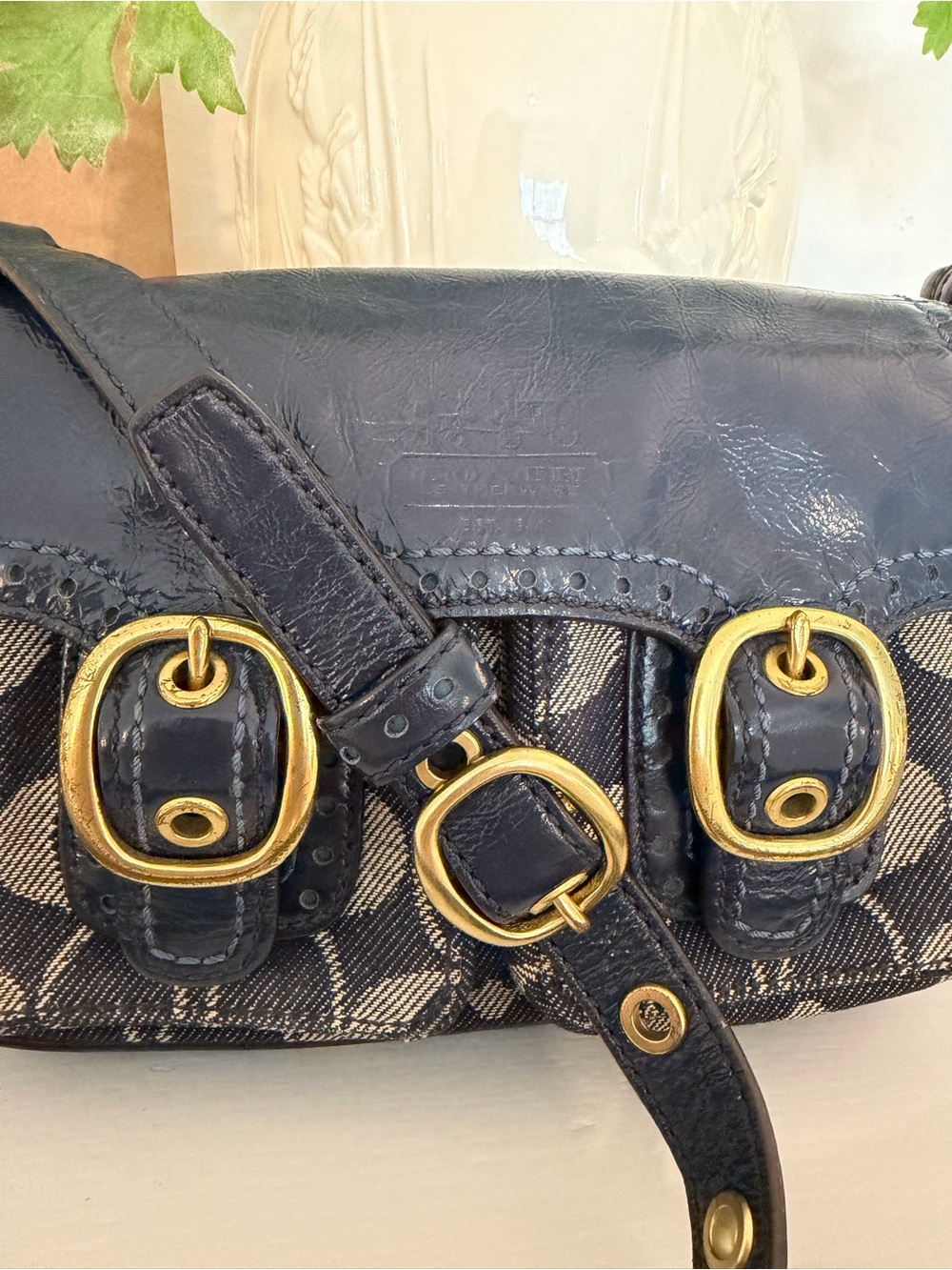 COACH Bleecker Navy Signature Denim & Patent Leather Jessie Crossbody Bag, 12534 - Picture 5 of 16